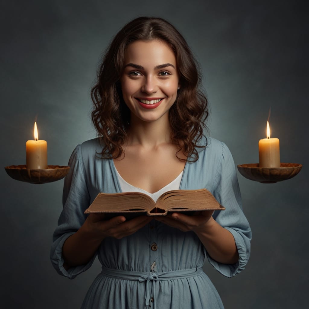 mulher segurando um livro de crenças