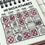 Planejamento de detox de redes sociais com cronograma diário.