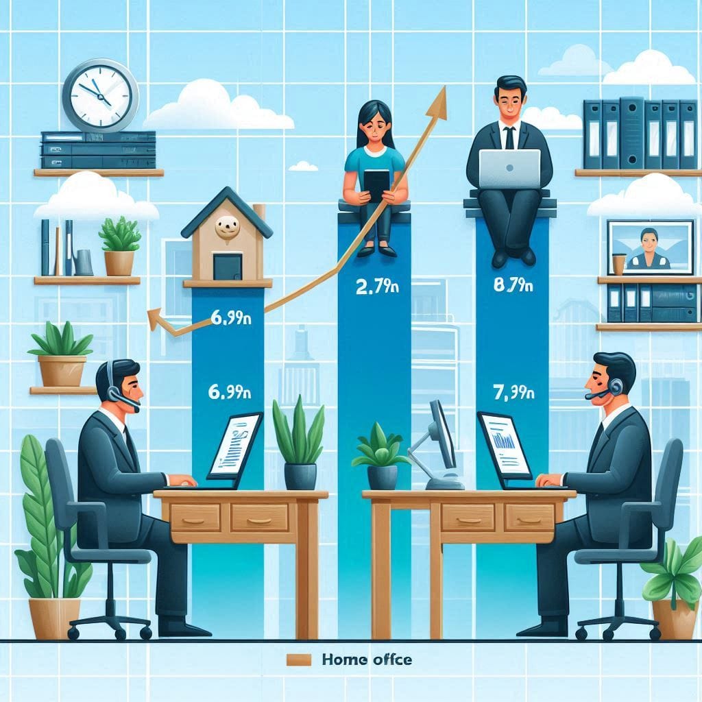 Comparação da produtividade no home office híbrido